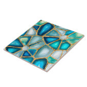 Waterverf - en goudcellen - oceaan tegeltje (Zijkant)