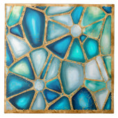 Waterverf - en goudcellen - oceaangrens tegeltje (Voorkant)