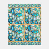 Waterverf - en goudcellen - oceaanvacht fleece deken (Voorkant)