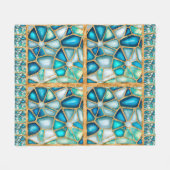 Waterverf - en goudcellen - oceaanvacht fleece deken (Voorkant (Horizontaal))