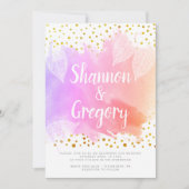 Waterverf- en goudconfetti typografie bruiloft kaart (Voorkant)