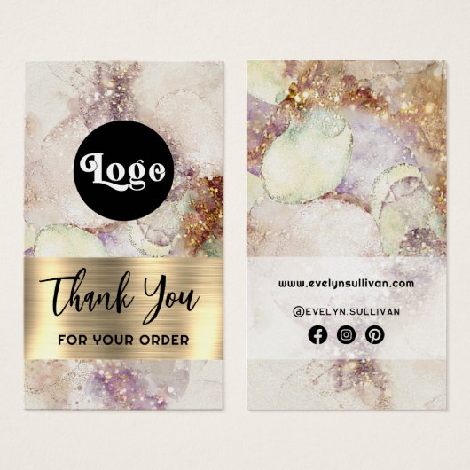 Waterverf en gouden folie bijsluiter visitekaartje (Voorkant /achterkant)