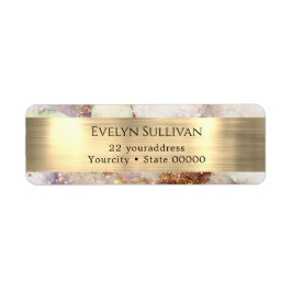 Waterverf en gouden folie, etiket van het retourad