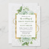 Waterverf en gouden glitters Eucalyptus bruiloft Kaart (Voorkant)