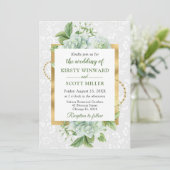 Waterverf en gouden glitters Eucalyptus bruiloft Kaart (Staand voorkant)