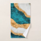 Waterverf en gouden turquoise Wave Abstract Bad Handdoek (Handdoek)