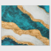 Waterverf en gouden turquoise Wave Abstract Cadeaupapier (Vlak)