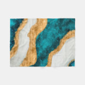 Waterverf en gouden turquoise Wave Abstract Fleece Deken (Voorkant (Horizontaal))