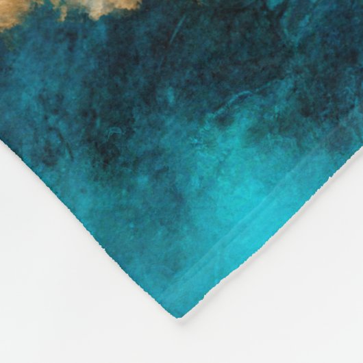 Waterverf en gouden turquoise Wave Abstract Fleece Deken (Hoek)