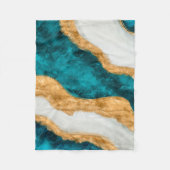 Waterverf en gouden turquoise Wave Abstract Fleece Deken (Voorkant)