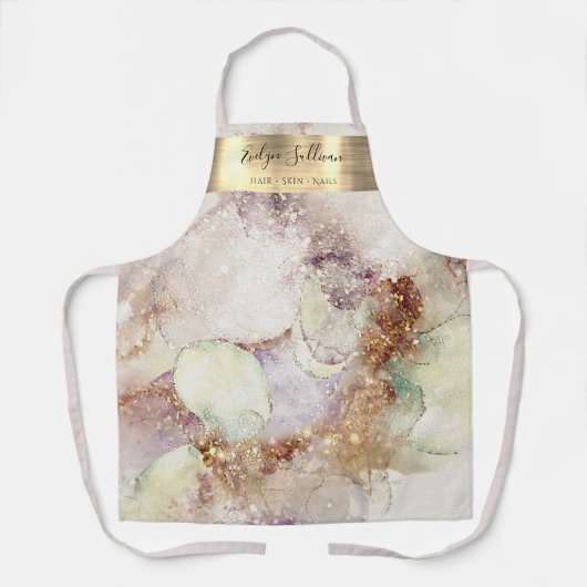 waterverf en goudfolie schoonheidsproep schort (Voorkant)