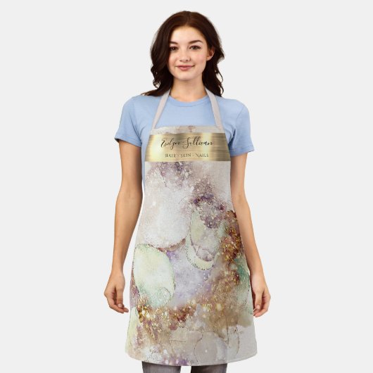 waterverf en goudfolie schoonheidsproep schort (Gedragen)