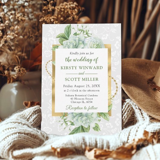 Waterverf en goudgips Eucalyptus Wedding Kaart