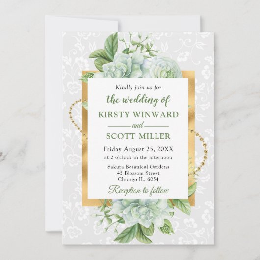 Waterverf en goudgips Eucalyptus Wedding Kaart (Voorkant)