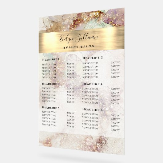 Waterverf- en goudolieprijslijst acryl bord (Hoek)