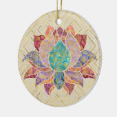 Waterverf- en goudpaisley versierd lotus keramisch ornament (Links)