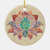 Waterverf- en goudpaisley versierd lotus keramisch ornament (Achterkant)