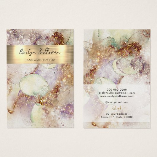 Waterverf- en goudsieraden voor folie visitekaartje (Voorkant /achterkant)