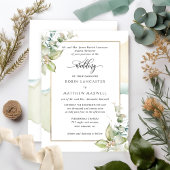 Waterverf en groen Eucalyptus Elegante bruiloft Kaart