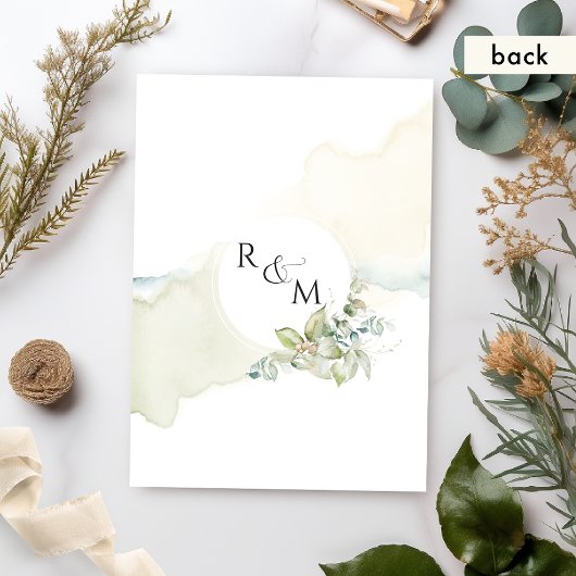 Waterverf en groen Eucalyptus Elegante bruiloft Kaart