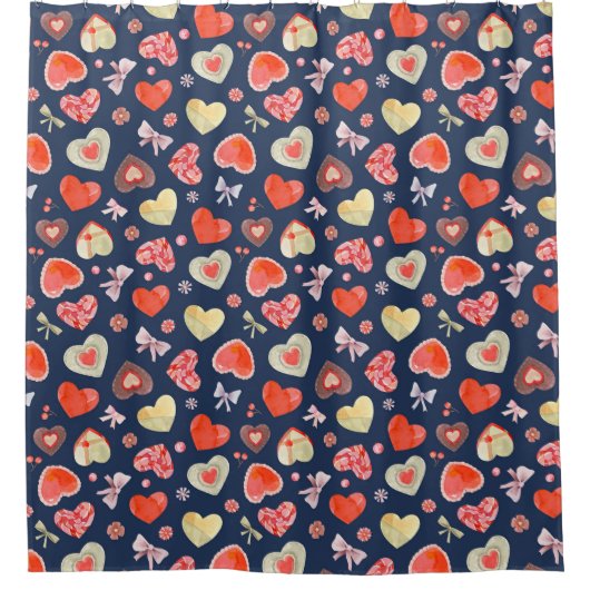 Waterverf en hart douchegordijn (Voorkant)