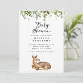 Waterverf- en hertenbossen baby shower aankondiging (Staand voorkant)