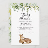 Waterverf- en hertenbossen baby shower aankondiging (Voorkant / Achterkant)