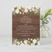 Waterverf en hout | rustieke bloemenbruiloft kaart (Staand voorkant)