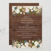 Waterverf en hout | rustieke bloemenbruiloft kaart (Voorkant / Achterkant)