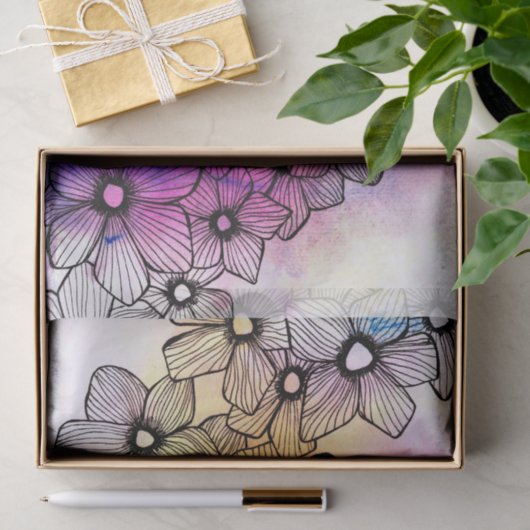 Waterverf en Ink Blooming Artistic Flowers Tissuepapier (Geschenk)