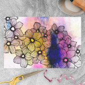 Waterverf en Ink Blooming Artistic Flowers Tissuepapier