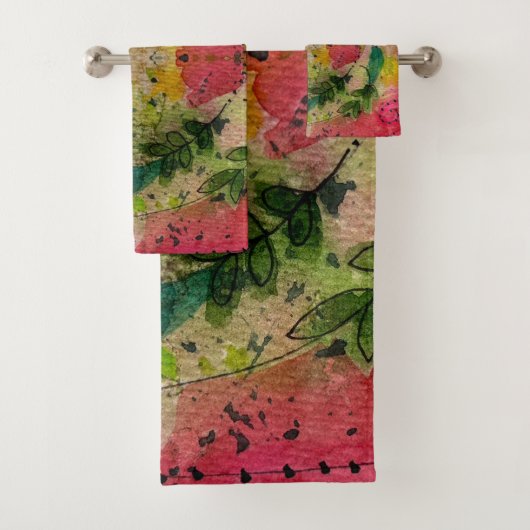 Waterverf en inkt Abstract impressionisme kunst Bad Handdoek (Insitu)