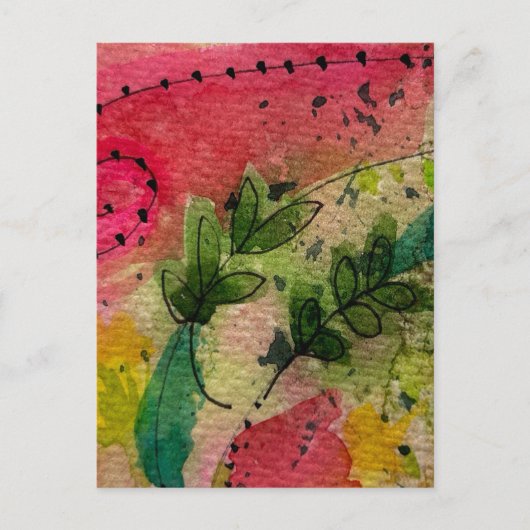 Waterverf en inkt Abstract impressionisme kunst Briefkaart (Voorkant)