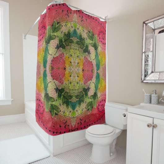 Waterverf en inkt Abstract impressionisme kunst Douchegordijn (In situ)