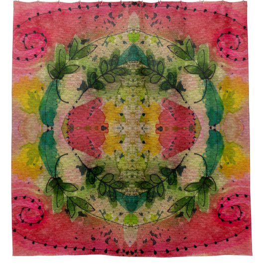 Waterverf en inkt Abstract impressionisme kunst Douchegordijn (Voorkant)