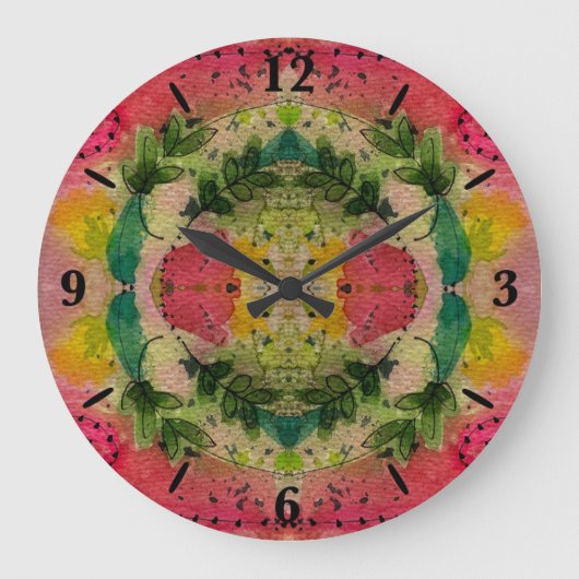 Waterverf en inkt Abstract impressionisme kunst Grote Klok (Voorkant)