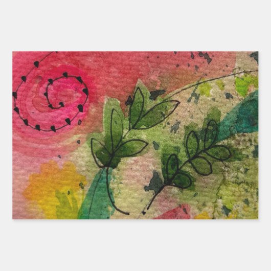 Waterverf en inkt Abstract impressionisme kunst Inpakpapier Vel (Voorkant 3)