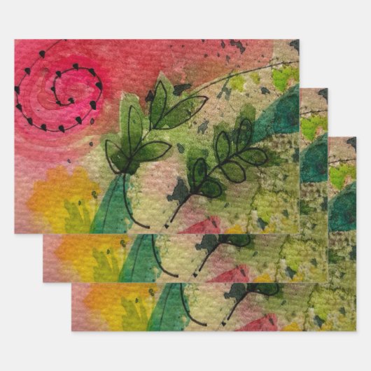 Waterverf en inkt Abstract impressionisme kunst Inpakpapier Vel (Set)