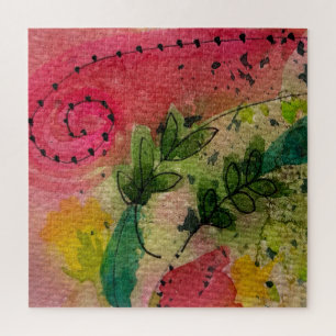 Waterverf en inkt Abstract impressionisme kunst Legpuzzel