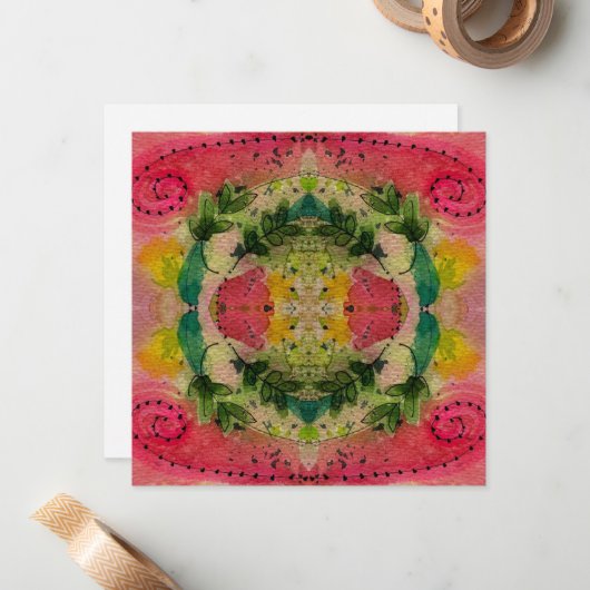 Waterverf en inkt Abstract impressionisme kunst Notitiekaartje (Voorkant / Achterkant in situ)