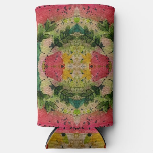 Waterverf en inkt Abstract impressionisme kunst Seltzer Blikjeskoeler (Voorkant)