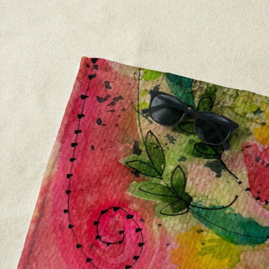 Waterverf en inkt Abstract impressionisme kunst Strandlaken (In situ)