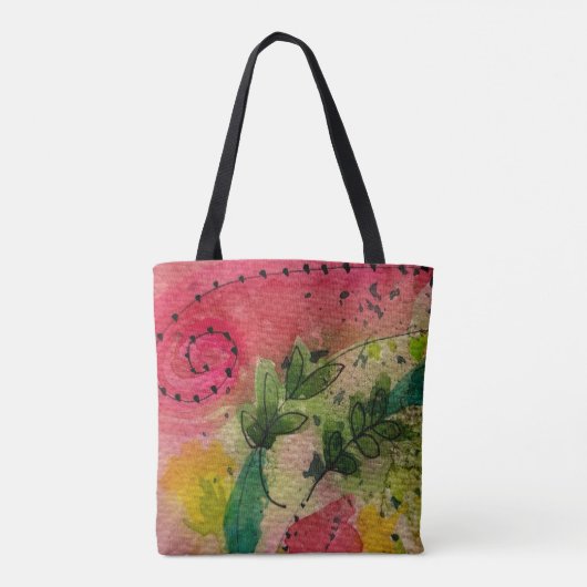 Waterverf en inkt Abstract impressionisme kunst Tote Bag (Achterkant)