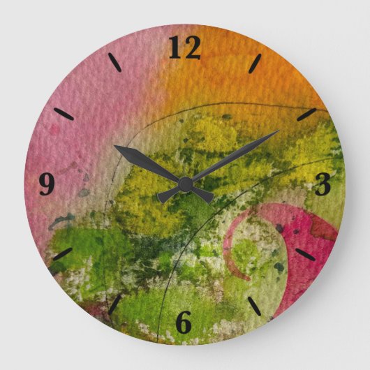 Waterverf en inkt Abstracte impressionistische kun Grote Klok (Voorkant)