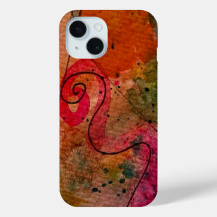 Waterverf en inkt Abstracte  schilderkunst iPhone 15 Case