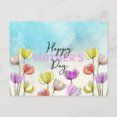 Waterverf en Inkt Artistieke Tulpen Moederdag Briefkaart (Voorkant)