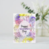Waterverf en Inkt Bloemenlijn Kunst Moederdag Briefkaart (Staand voorkant)
