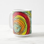 Waterverf en inkt lijnkunst cirkels mok (Voorkant links)