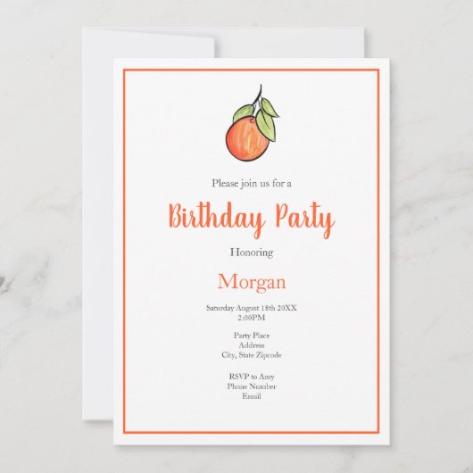 Waterverf en Inkt Oranje en Patroon Kaart (Voorkant)