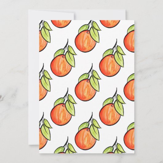 Waterverf en Inkt Oranje en Patroon Kaart (Achterkant)